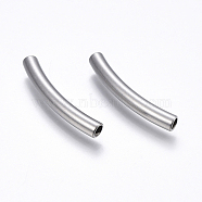 304 Stainless Steel Tube Beads, Curved Tube Noodle Beads, Curved Tube, Stainless Steel Color, 30x4mm, Hole: 3mm(STAS-E437-01P)