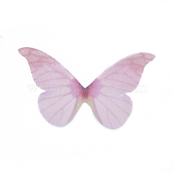 Fashion DIY Earrings Jewelry Accessories, Fibre Tulle Pendants, Butterfly, Pink, 30x50x0.1mm(FIND-WH0043-17D)