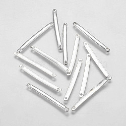 Tibetan Style Bar Links, for Jewelry Design, Cadmium Free & Nickel Free & Lead Free, Strip, Silver, 3x33x1mm, Hole: 1mm(TIBE-A14039-S-FF)