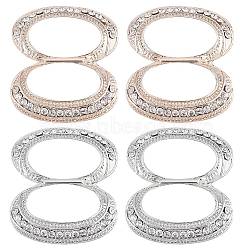 Gorgecraft 4Pcs Double Oval & Butterfly Crystal Rhinestone Scarf Clip Buckle, Alloy Clothing Wrap Holder for Women, Platinum & Rose Gold, 32~37x26~36x2.5~4.5mm, 2pcs/style(JEWB-GF0001-24)