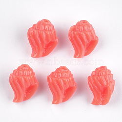 Synthetic Coral Beads, Dyed, Spiral Shell, Tomato, 12x10x8mm, Hole: 1.5mm(CORA-S026-14H)