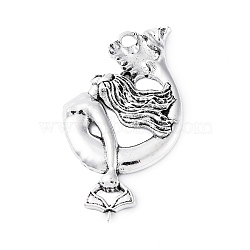 Tibetan Style Alloy Big Pendants, Mermaid, Antique Silver, 73.6x42.6x4.5mm, Hole: 5.4mm(PALLOY-S195-01D-AS)