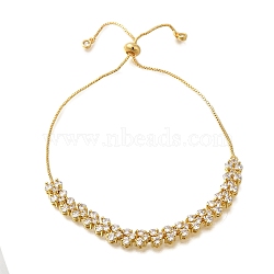 Rack Plating Brass Cubic Zirconia Bracelets for Women, Long-Lasting Plated, Lead Free & Cadmium Free, Real 18K Gold Plated, 13-1/4 inch(33.8cm)(BJEW-M008-31G)