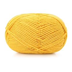 Silk Wool Knitting Yarn, for Garments Scarves Sweater Shawl Hats, Gold, 0.5~1.2mm, about 131.23 Yards(120m)/Skein(PW-WGE3D48-07)