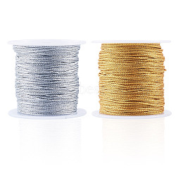 2 Rolls 2 Colors 15-Ply Round PET Metallic Thread, Mixed Color, 1mm, 1 roll/color(MCOR-TA0001-03E)