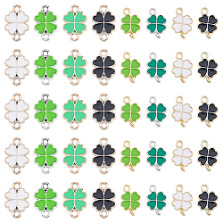 DIY Jewelry Making Findings Kit, Including Alloy Enamel Pendants & CCB Plastic Connector Charms, Clover, Mixed Color, 19~22x13~14.5x1.5~3mm, Hole: 1.6mm, 80Pcs/box(DIY-BC0012-09)