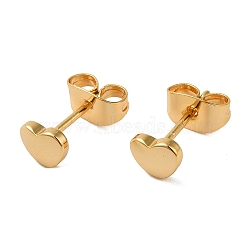 Brass Earrings, Real 18K Gold Plated, Heart, 6x5mm(EJEW-O003-01G-G)