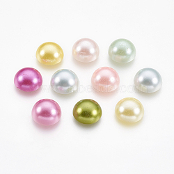 ABS Plastic Imitation Pearl Cabochons, Half Round, Mixed Color, 12x6mm(X-SACR-S738-12mm-M)