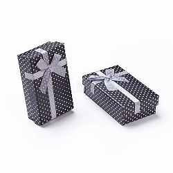 Cardboard Necklace Boxes with Bowknot and Sponge Inside, for Necklaces and Pendants, Rectangle, Black, 8x5x2.5cm(X-CBOX-R012-4)