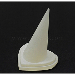 Acrylic Organic Glass Ring Displays, Cone, White, 46x49x65mm(RDIS-G005-02A)