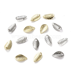 Brass Charms, Leaf, Mixed Color, 7x4x1mm, Hole: 1mm(KK-H739-06)