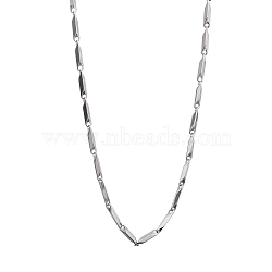 201 Stainless Steel Rectangle Bar Link Chain Necklaces, Stainless Steel Color, 23.82 inch(60.5cm)(NJEW-Q336-05B-P)