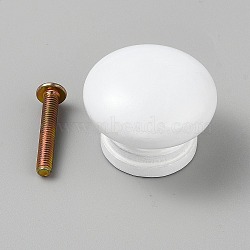 Wood Drawer Knobs, with Screws, for Home, Cabinet, Cupboard and Dresser, Mushroom, White, 33x26.5mm(FIND-WH0431-75B)