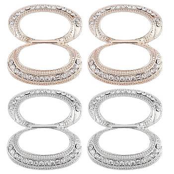 Gorgecraft 4Pcs Double Oval & Butterfly Crystal Rhinestone Scarf Clip Buckle, Alloy Clothing Wrap Holder for Women, Platinum & Rose Gold, 32~37x26~36x2.5~4.5mm, 2pcs/style
