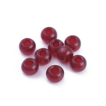 Glass European Beads, Large Hole Beads, Rondelle, Dark Red, 15x10mm, Hole: 5~6.4mm