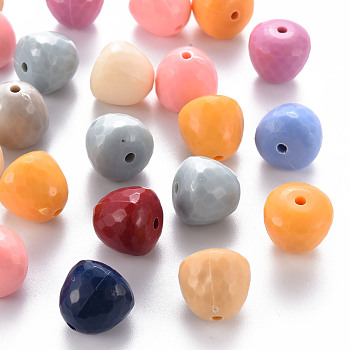 Opaque Acrylic Beads, Faceted, Teardrop, Mixed Color, 15x14.5mm, Hole: 2mm, about 243pcs/500g