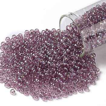 TOHO Round Seed Beads, Japanese Seed Beads, (166) Transparent AB Light Amethyst, 8/0, 3mm, Hole: 1mm, about 1110pcs/50g