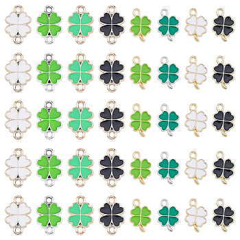DIY Jewelry Making Findings Kit, Including Alloy Enamel Pendants & CCB Plastic Connector Charms, Clover, Mixed Color, 19~22x13~14.5x1.5~3mm, Hole: 1.6mm, 80Pcs/box