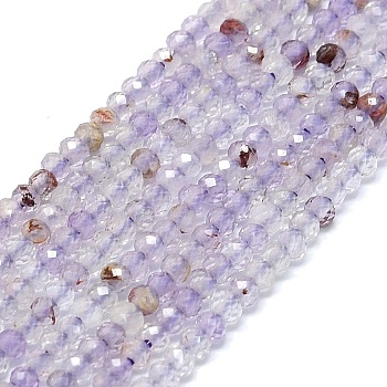 Natural Purple Lodolite Quartz Beads Strands, Faceted, Rondelle, 2~2.5x2mm, Hole: 0.5mm, about 223~226pcs/strand, 14.96~15.16 inch(38~38.5cm)