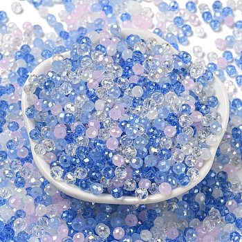 Glass Beads, Faceted, Rondelle, Royal Blue, 4x3mm, Hole: 0.4mm, about 6800pcs/500g