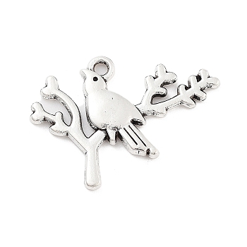 Tibetan Style Alloy Pendants, Antique Silver, Bird, 18x25x2mm, Hole: 2mm