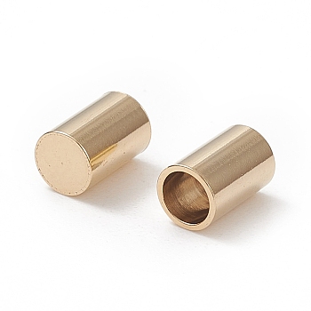 201 Stainless Steel Cord Ends, End Caps, Column, Real 24K Gold Plated, 6x4mm, Inner Diameter: 3mm