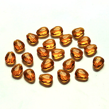 Imitation Austrian Crystal Beads, Grade AAA, Faceted, teardrop, Orange Red, 8x6x3.5mm, Hole: 0.7~0.9mm