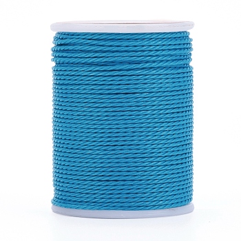 Round Waxed Polyester Cord, Taiwan Waxed Cord, Twisted Cord, Cyan, 1mm, about 12.02 yards(11m)/roll
