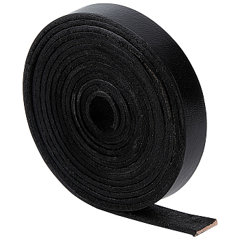 2M Flat Leather Cord, for Jewelry Making, Black, 12.5x2mm, about 2.19 Yards(2m)/pc