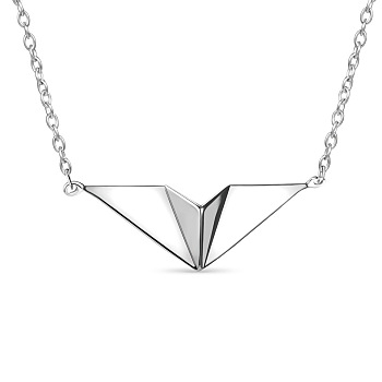 SHEGRACE Sweet and Lovely 925 Sterling Silver Pendant Necklace, with Origami Plane Pendant, Silver, 15.7 inch