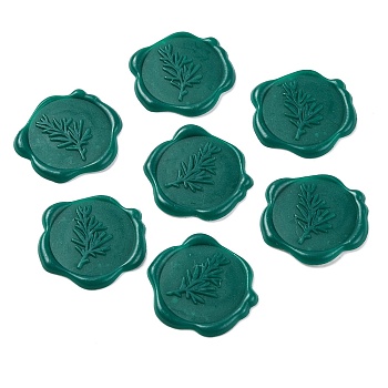 100Pcs Adhesive Wax Seal Stickers, Envelope Seal Decoration, For Craft Scrapbook DIY Gift, Olive Drab, Leaf, 30mm