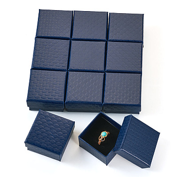 Square Paper Storage Gift Boxes, Jewelry Gift Packaging Case for Wedding Party Supplies, Marine Blue, 5.15x5.15x3cm