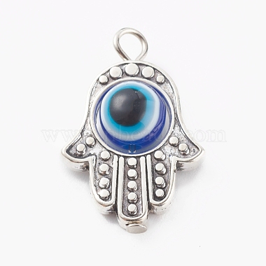 Antique Silver Royal Blue Palm Alloy+Other Material Pendants