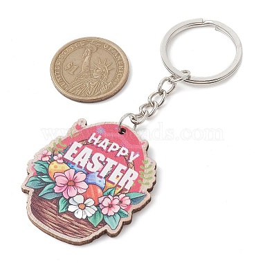 8Pcs 8 Styles Easter Wooden Keychains(KEYC-JKC00719)-3