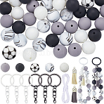 DIY Keychain Making Kits, Including Silicone Focal Beads, Iron Keychain Swivel Clasps, Faux Suede Tassel Pendant Decorations, Nylon Thread, Mixed Color, 14.5~37x0.8~15mm, Hole: 1.8~2mm(DIY-SP0001-47)