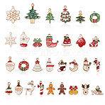 Alloy Pendants, with Enamel, Christmas Style Pendants, Light Gold, Mixed Color, 30pcs/set(ENAM-CJ0001-12)