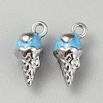 Zinc Alloy Enamel Ice Cream Pendants, Light Sky Blue, 15.5x8x7mm, Hole: 1.8mm(PALLOY-WH0048-39P-01)