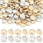 200Pcs 2 Colors CCB Plastic Beads, Flat Round, Platinum & Light Gold, 12x4.5mm, Hole: 1.4mm, 100pcs/color(CCB-PA0001-19)