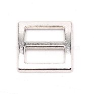 Alloy Slide Buckles, Square, Platinum, 8.7x8.7x1~1.3mm(FIND-WH0100-46A-P)