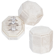 3-Slot Octagon Velvet Rings Box, Jewelry Ring Gift Case, Light Yellow, 5.1~5.2x5.1x5.1cm(CON-WH0099-13A)