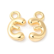 Brass Charms, Real 18K Gold Plated, Letter E, 13x7.5x3mm, hole: 2.5mm(KK-P234-13G-E)