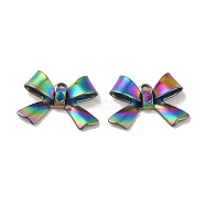 Ion Plating(IP) 304 Stainless Steel Pendants, Bowknot Charm, Rainbow Color, 10x15x4mm, Hole: 1mm(STAS-Q323-01MC)