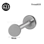 G23 Titanium 17 Gauge Threadless Labrets, Piercing Jewelry for Women Men, Stainless Steel Color, Flat Round, 6mm, Pin: 1.2mm(WGEEA58-03)