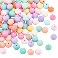 Elite Opaque Acrylic Beads, Frosted, Round, Mixed Color, 20x19mm, Hole: 2mm, 100pcs/box(FACR-PH0001-04)
