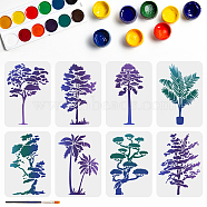 MAYJOYDIY US 1 Set PET Hollow Out Drawing Painting Stencils, for DIY Scrapbook, Photo Album, with 1Pc Art Paint Brushes, Tree, 297x210mm, 8pcs/set(DIY-MA0002-83)