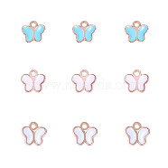 Light Gold Plated Alloy Enamel Charms, Butterfly, Mixed Color, 8x8.3x1.5mm, Hole: 1.2mm, 30pcs/set(PALLOY-CJ0007-05)
