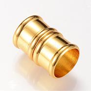 Brass Magnetic Clasps with Glue-in Ends, Column, Golden, 20x14x14mm, Half Hole: 12mm(KK-R052-22G)