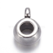 Charm Carrier Tibetan Silver Drum Pendant Tube Bails, Loop Bails, Lead Free & Cadmium Free, Antique Silver, about 5.8mm wide, 4.5mm in diameter, Hole: 3mm(AB017H)