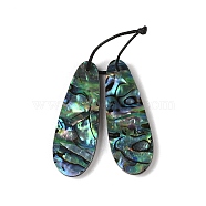 2Pcs Natural Abalone Shell/Paua Shell Pendants, Geometric Charms, Teardrop, 42x15x3mm, Hole: 1mm(SHEL-A005-01B)