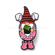 Easter Gnome with Rabbit Ear Enamel Pins for Women, Electrophoresis Black Alloy Brooch for Backpack Clothes, Hot Pink, 28x15x1mm(JEWB-D017-02D-EB)
